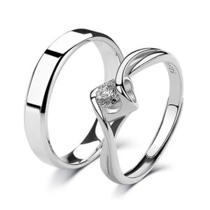 Fashion S925 silver wedding adjustable opening rings couple rings