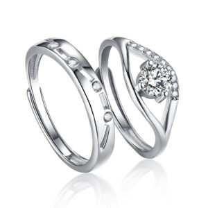 Adjustable S925 silver rings creative couple pair rings