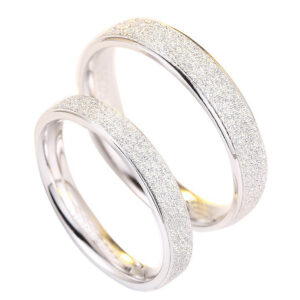 S925 sterling silver ring plain circle girls simple fashion frosted couple pair ring