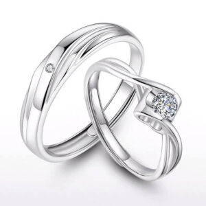 S925 Angel Kiss Couple Ring 925 Silver Open Adjustable Pair Ring