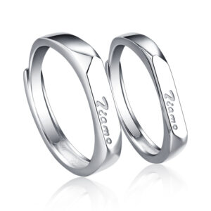 S925 sterling silver pair ring fashion letter engraved couple ring