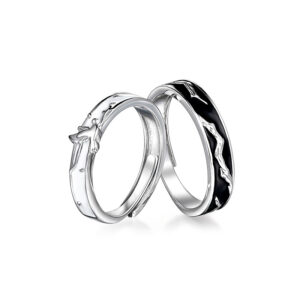 S925 sterling silver enamel open couple ring winged bird pair ring