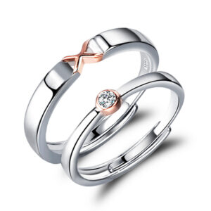 Couple ring S925 sterling silver XO pair ring