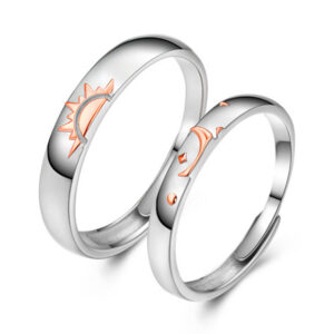 S925 sterling silver open plain ring morning and evening couples pair rings