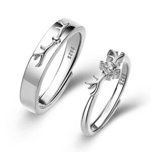 S925 sterling silver couple pair ring deer ring