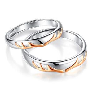 Adjustable 925 silver deer rings couple rings