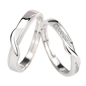 Sterling Silver Couple Rings Wedding Ring Adjustable S925 Silver Ring