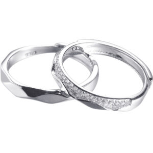 925 sterling silver diamond open pair rings pair sigh bridge kiss couple rings