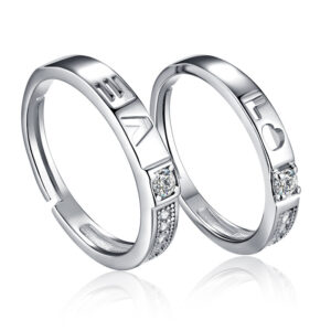 Couple love ring 925 silver male and female creative letter couple rings