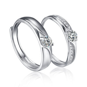 S925 Silver Open Couple Rings Light Luxury Diamond Rings
