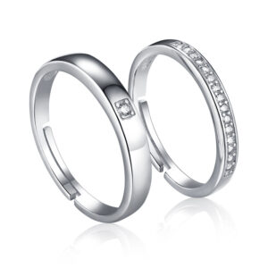 S925 sterling silver personality simple opening couple ring