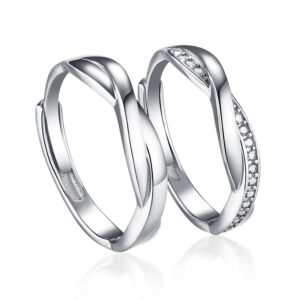 S925 sterling silver bow ring fashion opening couple rings