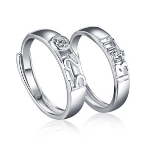 S925 Sterling Silver 520 Gift Jewelry Valentine's Day Ring Opening Adjustable 1314 Couple Wedding Pair Ring Wedding