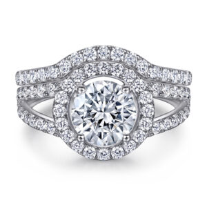 S925 silver zircon row diamond combination ring