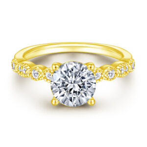 Round Zircon ring four claw s925 sterling silver rose gold ring