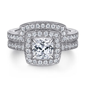 S925 Silver Imitation Diamond Ring Women's Ring Combo Ring Set