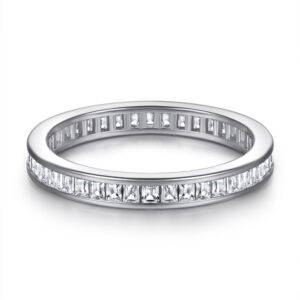 S925 Sterling Silver Square Full Circle Wedding Ring Star Row Zircon Ring