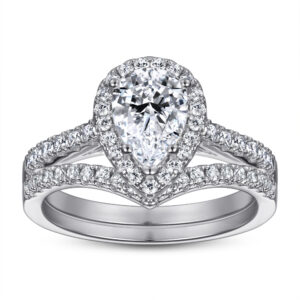 S925 silver rings pear-shaped zircon set rings imitation diamond rings