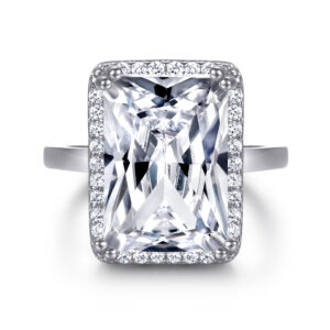 S925 sterling silver 10 carat square diamond zircon ring