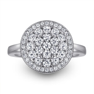 S925 silver ring round micro-pave zircon ring