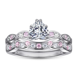 S925 sterling silver girl ring set heart shaped zircon ring