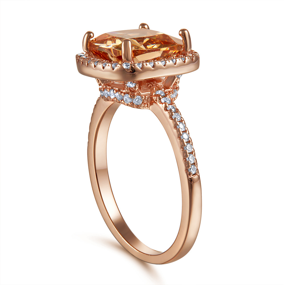 Simple square zircon ring 925 silver personality ring - Image 5