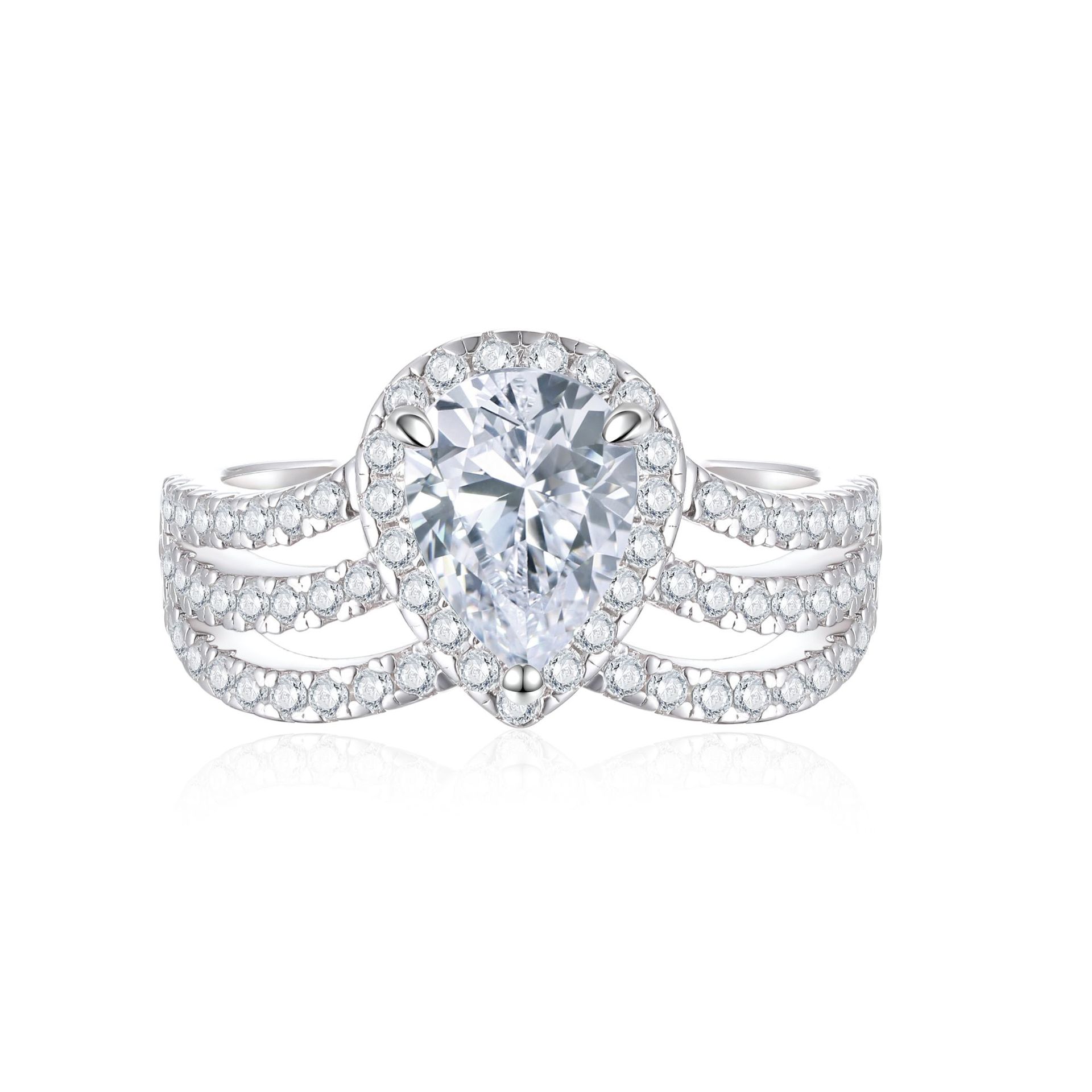 S925 sterling silver 1.5ct water drop zircon rings