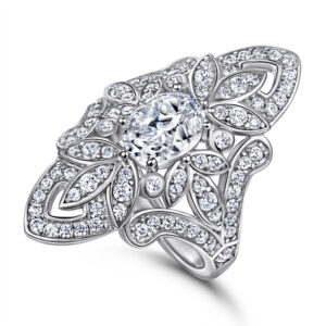 S925 sterling silver ring flower simulation diamond zircon ring