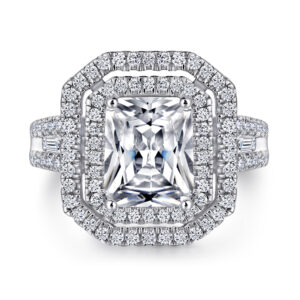 S925 sterling silver ring square zircon row diamond ring