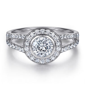 S925 sterling silver ring classic square row diamond wedding ring