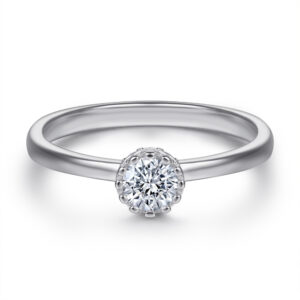 Simple S925 Sterling Silver Zircon Ring Ladies Wedding Ring