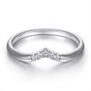 S925 sterling silver ring versatile V-shaped zirconia ring