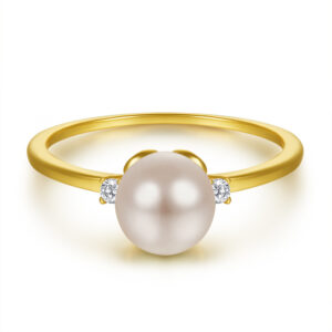 Inlaid 7mm shell beads S925 sterling silver pearl ring