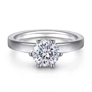 Classic Six Prong 1 Carat Diamond Ring 925 Silver Imitation Diamond Zircon Ring