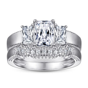 S925 sterling silver couple set ring European and American fashion zircon set ring female 925 pure silver manufacturer one piece on behalf of the hair