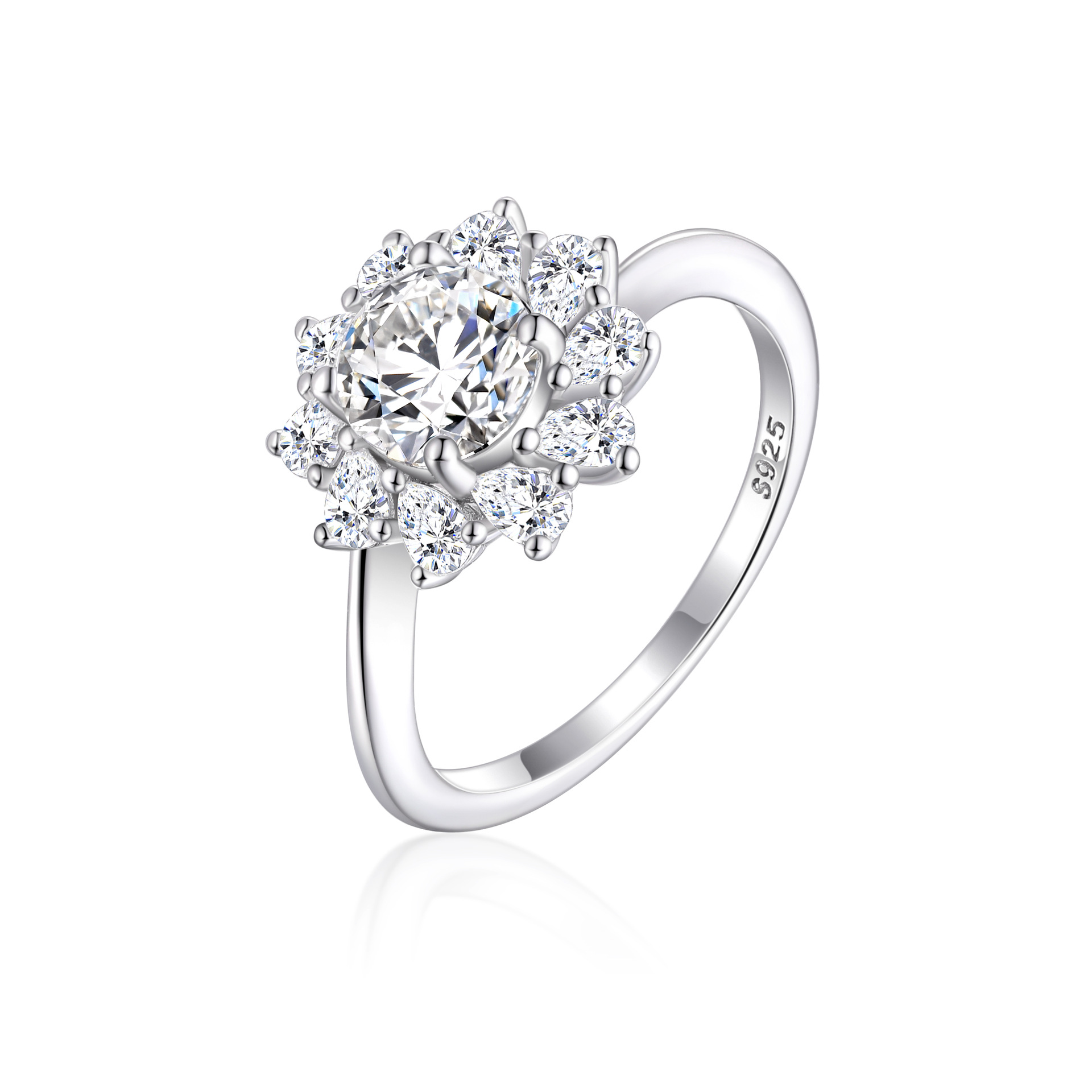 The new S925 sterling silver flower ring women's design sense is explosive, and the European and American women's rings wedding ring
