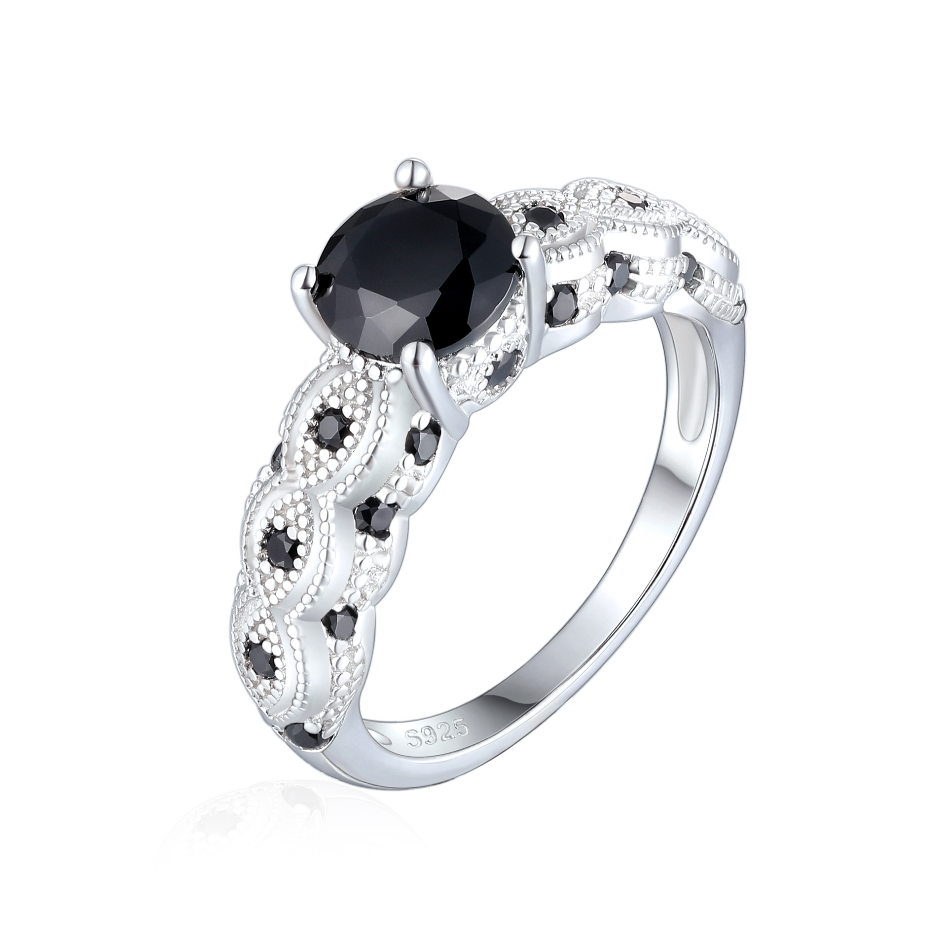 Explosive personality S925 sterling silver black nano ring women's niche high-end European and American fashion women's rings - Image 4