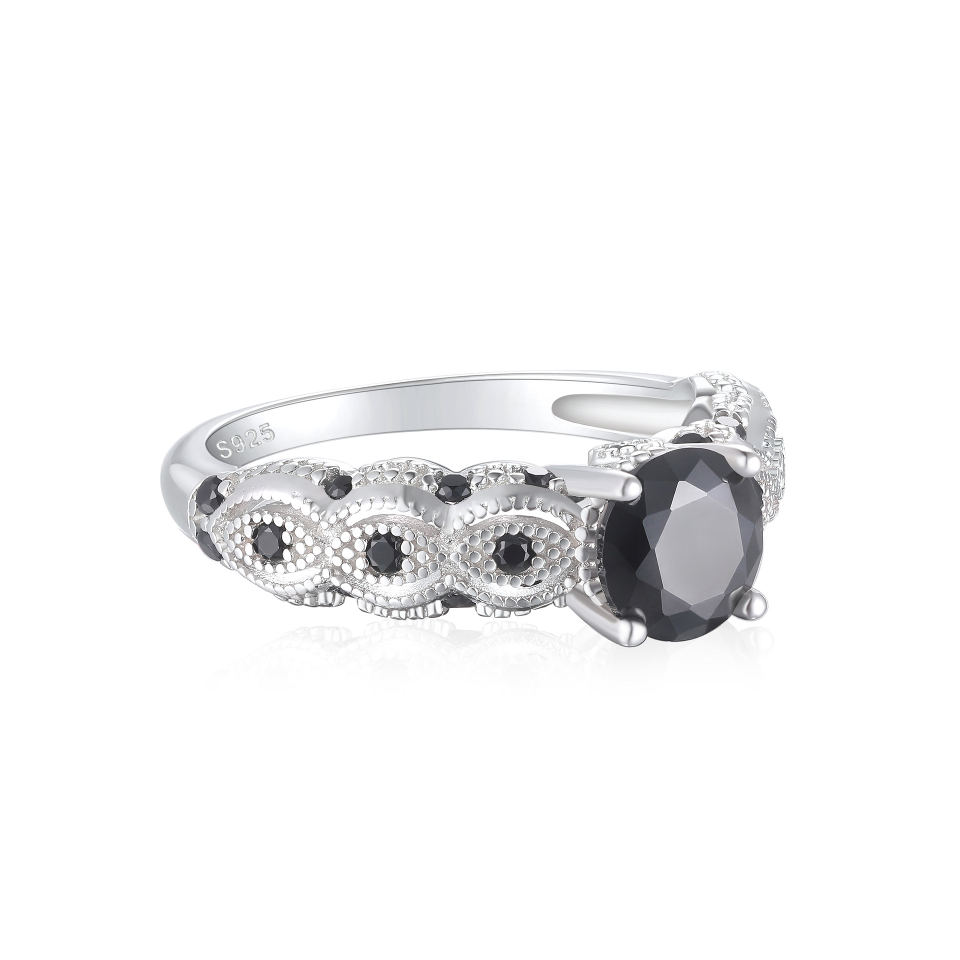 Explosive personality S925 sterling silver black nano ring women's niche high-end European and American fashion women's rings - Image 3