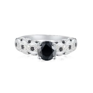 Explosive personality S925 sterling silver black nano ring women's niche high-end European and American fashion women's rings