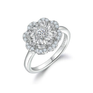 New S925 sterling silver zircon flower ring women's high-end sense European and American personality women's rings