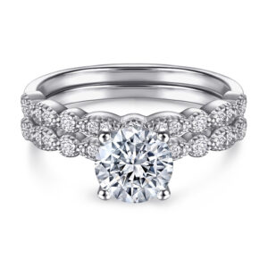 Hot sale European and American fashion S925 silver rose gold ring two-in-one combination ring