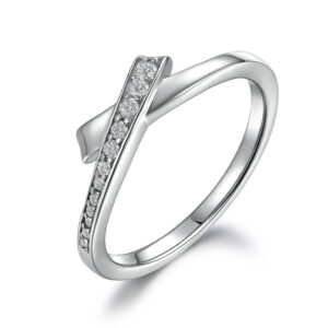 New 925 sterling silver ribbon bow ring simple row ring European and American fashion pure silver women's ring ins
