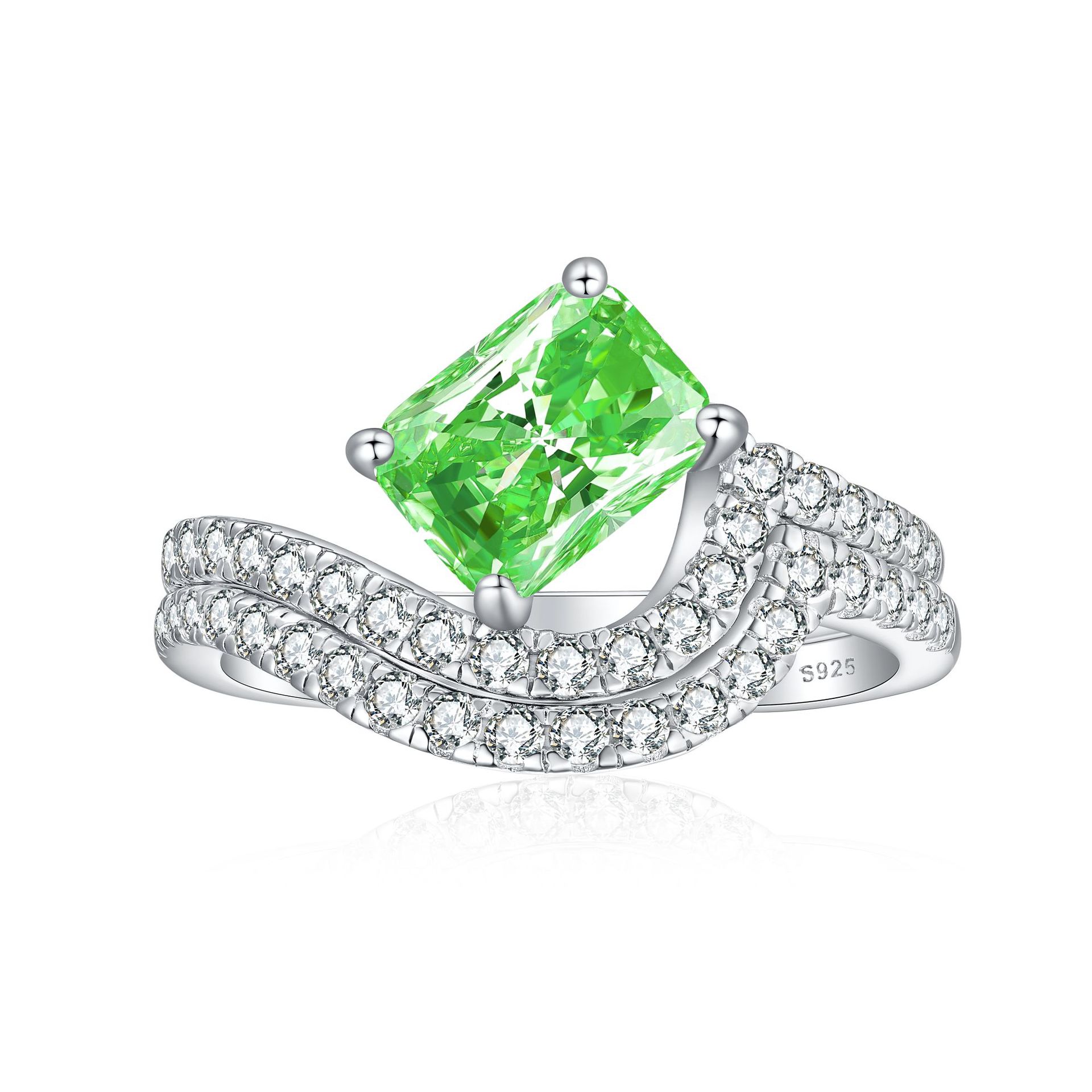 Hot Selling Sterling Silver 6*8 Ruby Ring radiant High Carbon Diamond Colored Stone Ring Set 925 Pure Silver Set Ring - Image 3