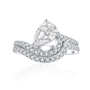 Sterling Silver 6*9 Colored Gemstone Pink Diamond Ring High Carbon Diamond Gemstone Aquamarine Silver Ring Set 925 Pure Silver Set Ring