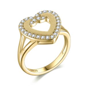 S925 sterling silver electroplated gold heart-shaped love ring women's ins niche European and American sand gold women's rings light luxury wholesale