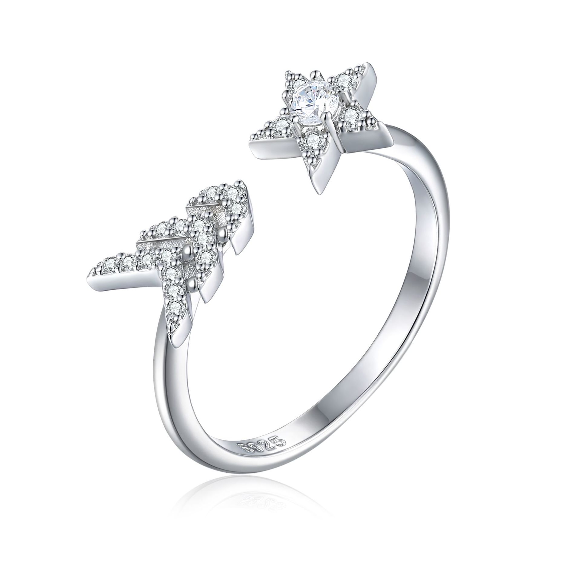 The new S925 sterling silver open ring live women's ring European and American fashion wedding ring is light and luxurious