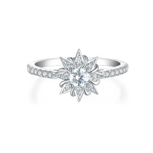Hot sale S925 sterling silver sunflower ring women's ins wind zircon women's ring niche design
