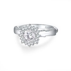 European and American popular personality sunflower sterling silver zircon ring 925 pure silver hand ornament ring wedding ring Silver ring