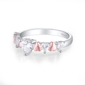 S925 sterling silver heart-shaped love ring women's design sense color separation electroplating European and American wedding rings women's rings are niche