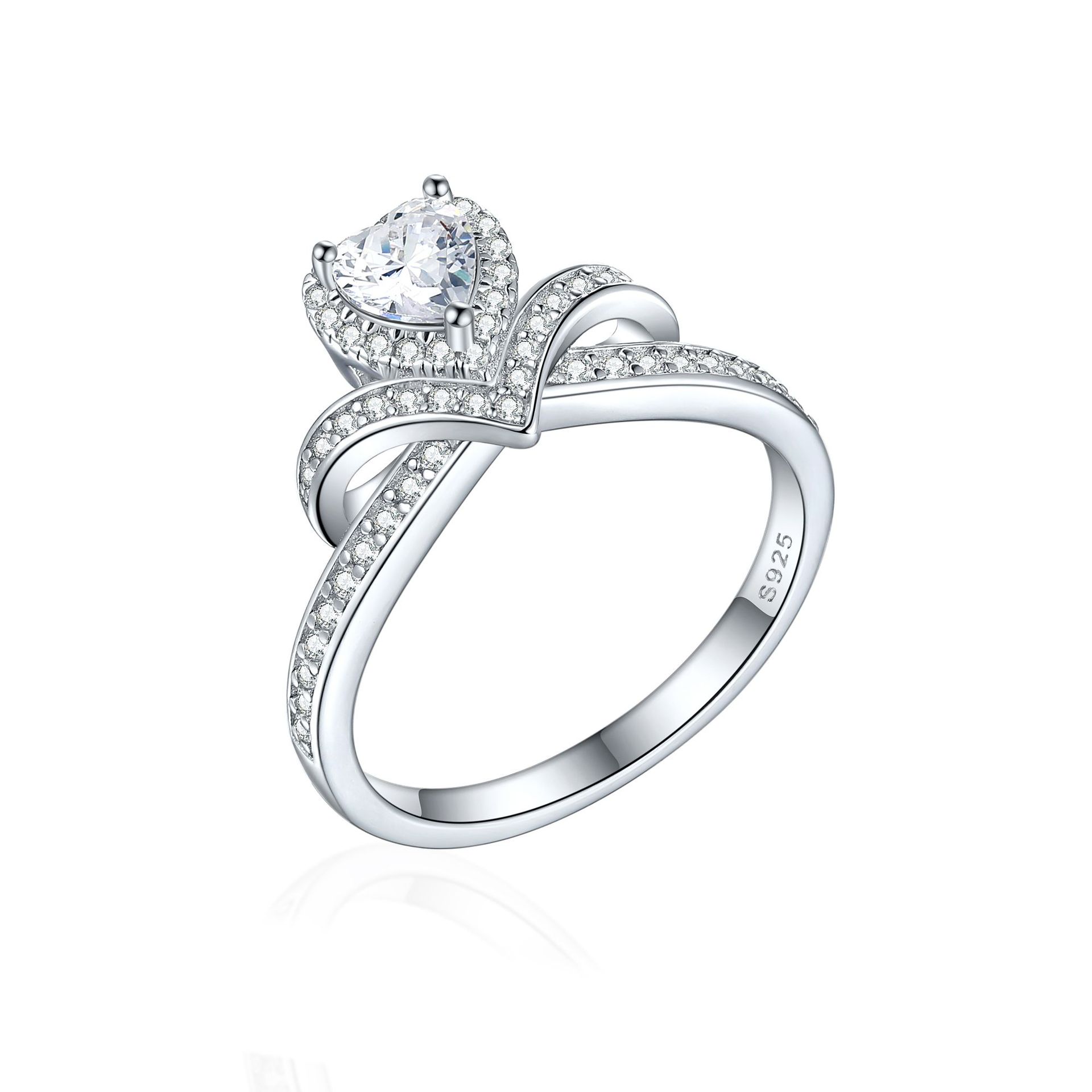 S925 sterling silver love crown ring women's senior wedding ring foreign trade hot women's ring - Image 3